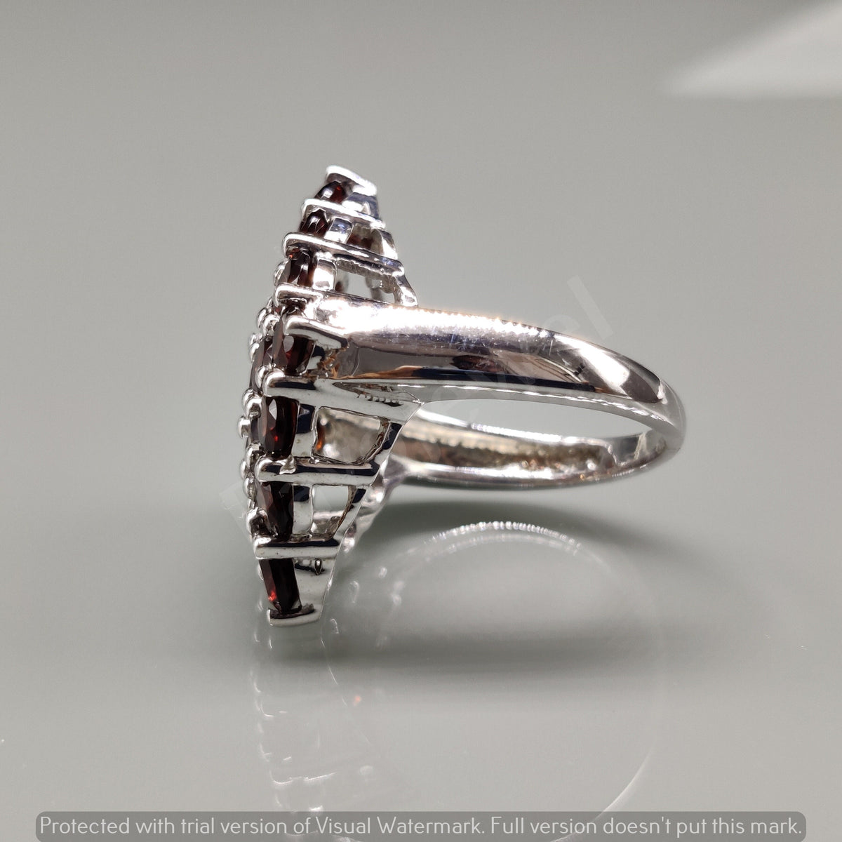 Vintage Style Garnet Ring, 925 Sterling Silver Statement Cocktail Ring, Artisan Handmade Jewelry