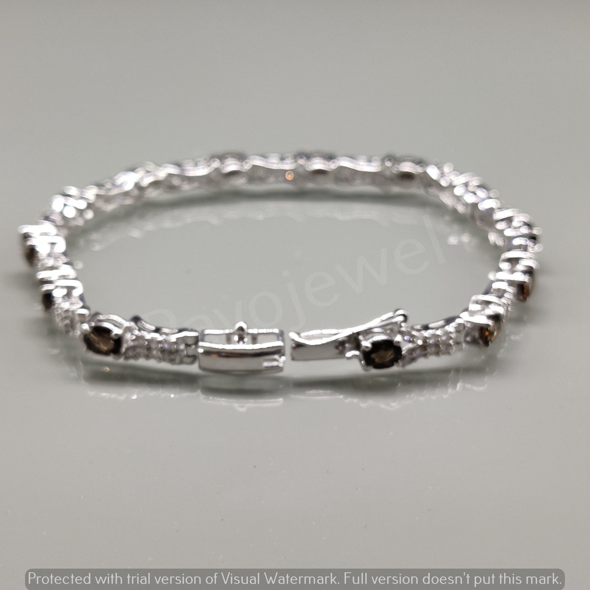 Natural Smoky Quartz Bracelet, Sterling Silver Tennis Bracelet For Christmas Jewelry