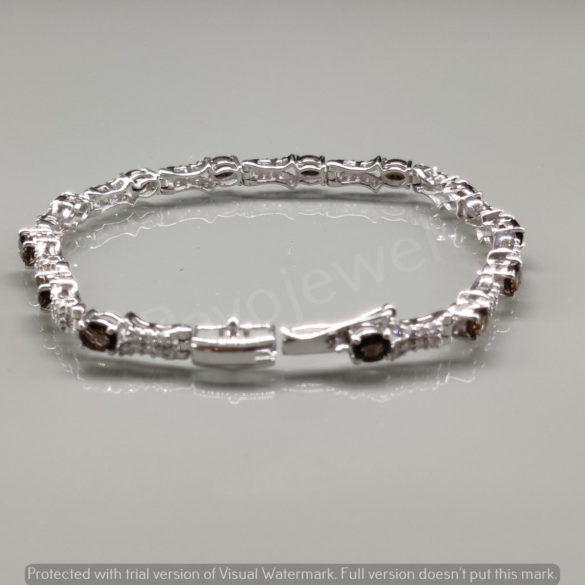 Natural Smoky Quartz Bracelet, Sterling Silver Tennis Bracelet For Christmas Jewelry