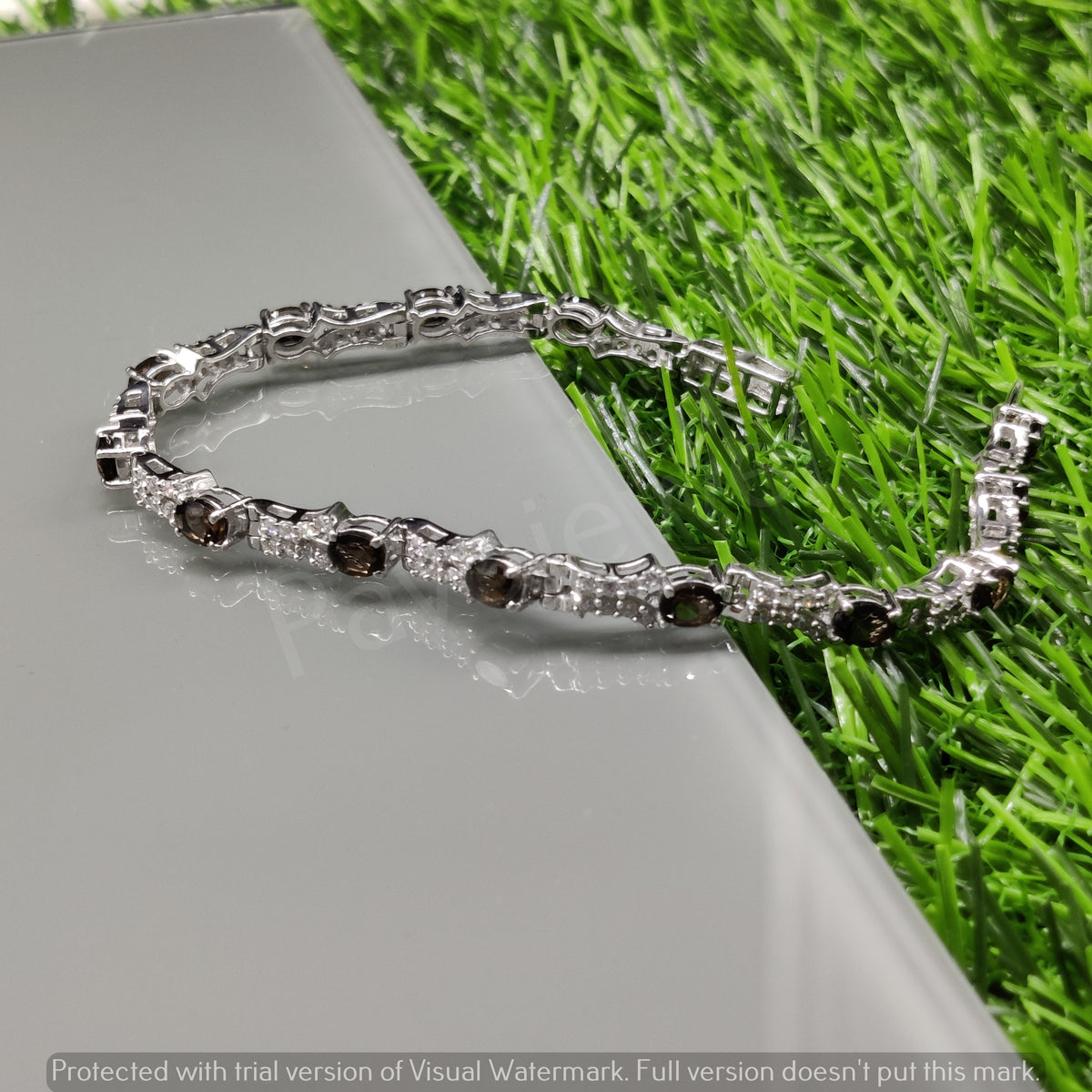 Natural Smoky Quartz Bracelet, Sterling Silver Tennis Bracelet For Christmas Jewelry