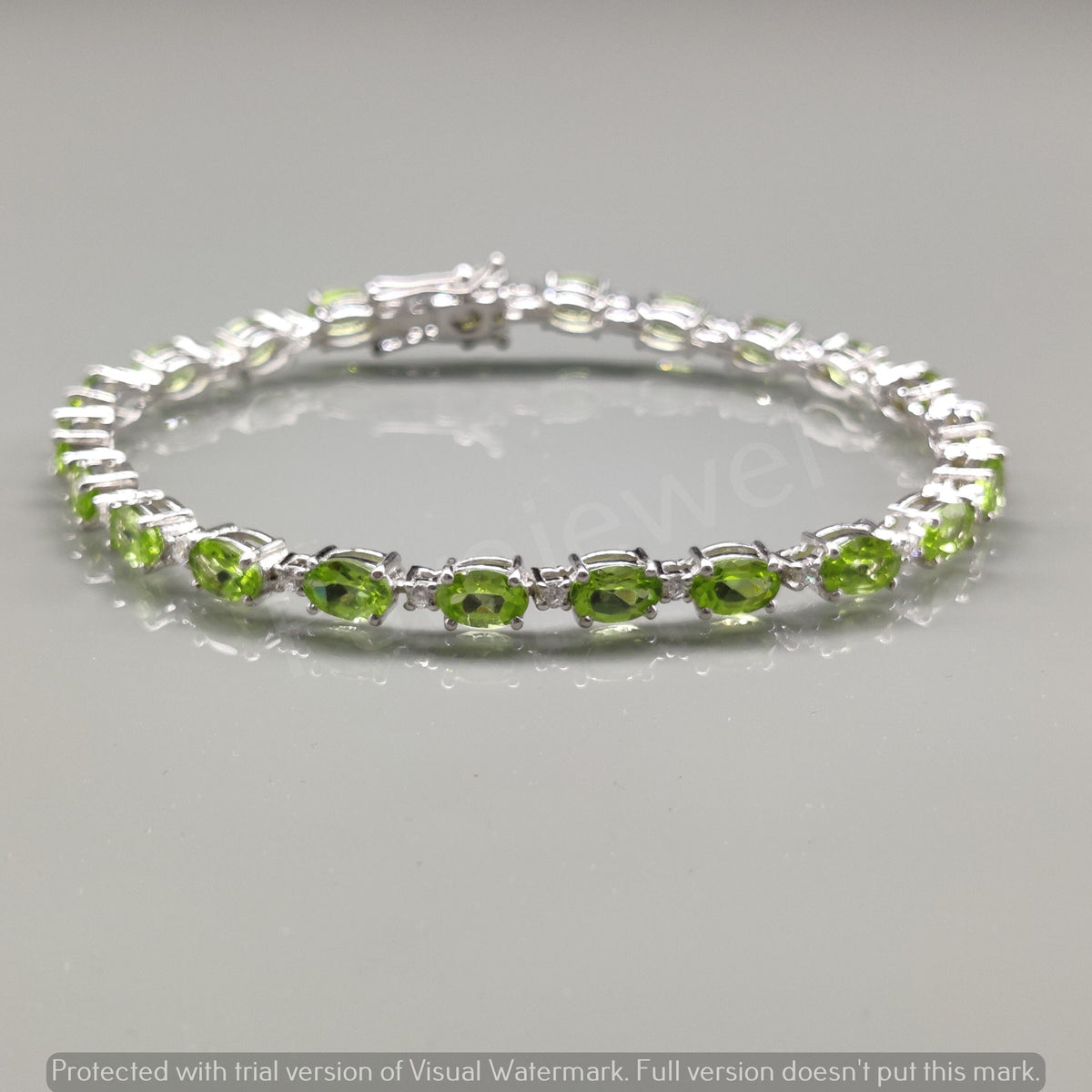 Oval Peridot Gemstone Bracelet, 925 Sterling Silver Tennis Bracelet