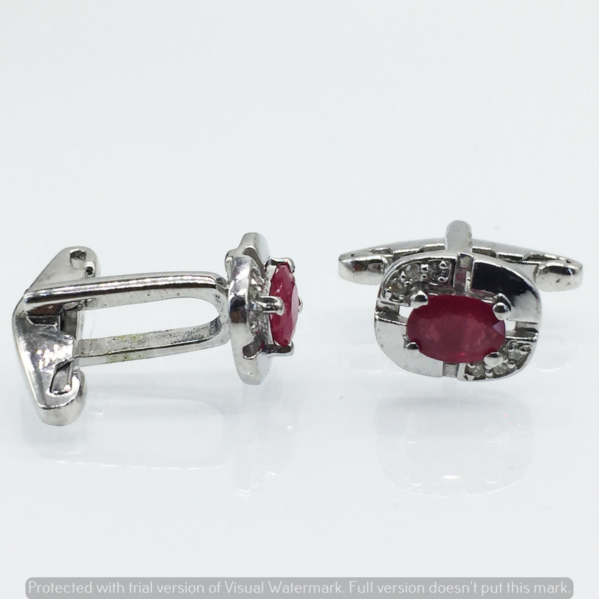 Oval Ruby Cufflinks, 925 Sterling Silver Mens Jewelry