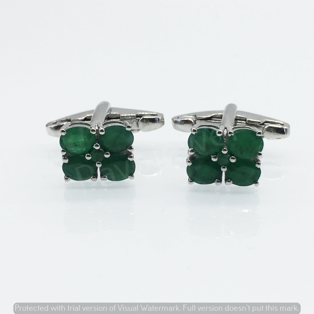 Natural Emerald Cufflinks, 925 Sterling Silver, Gemstone Jewelry