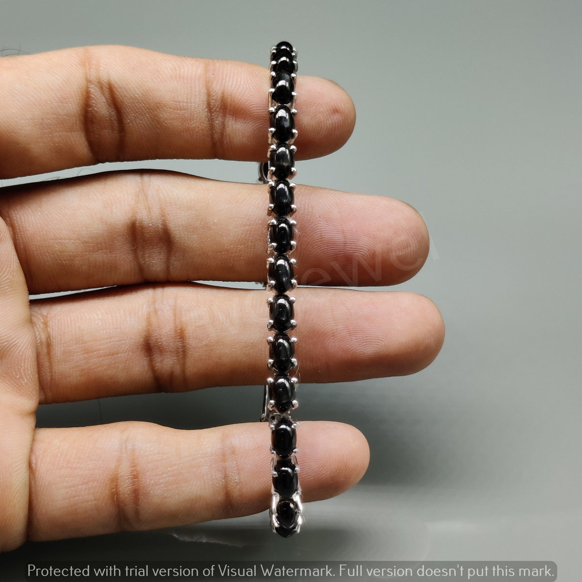 Black Star Cabochon Bracelet, Sterling Silver Tennis Jewelry, Star Gift for Women & Bridal, Christmas