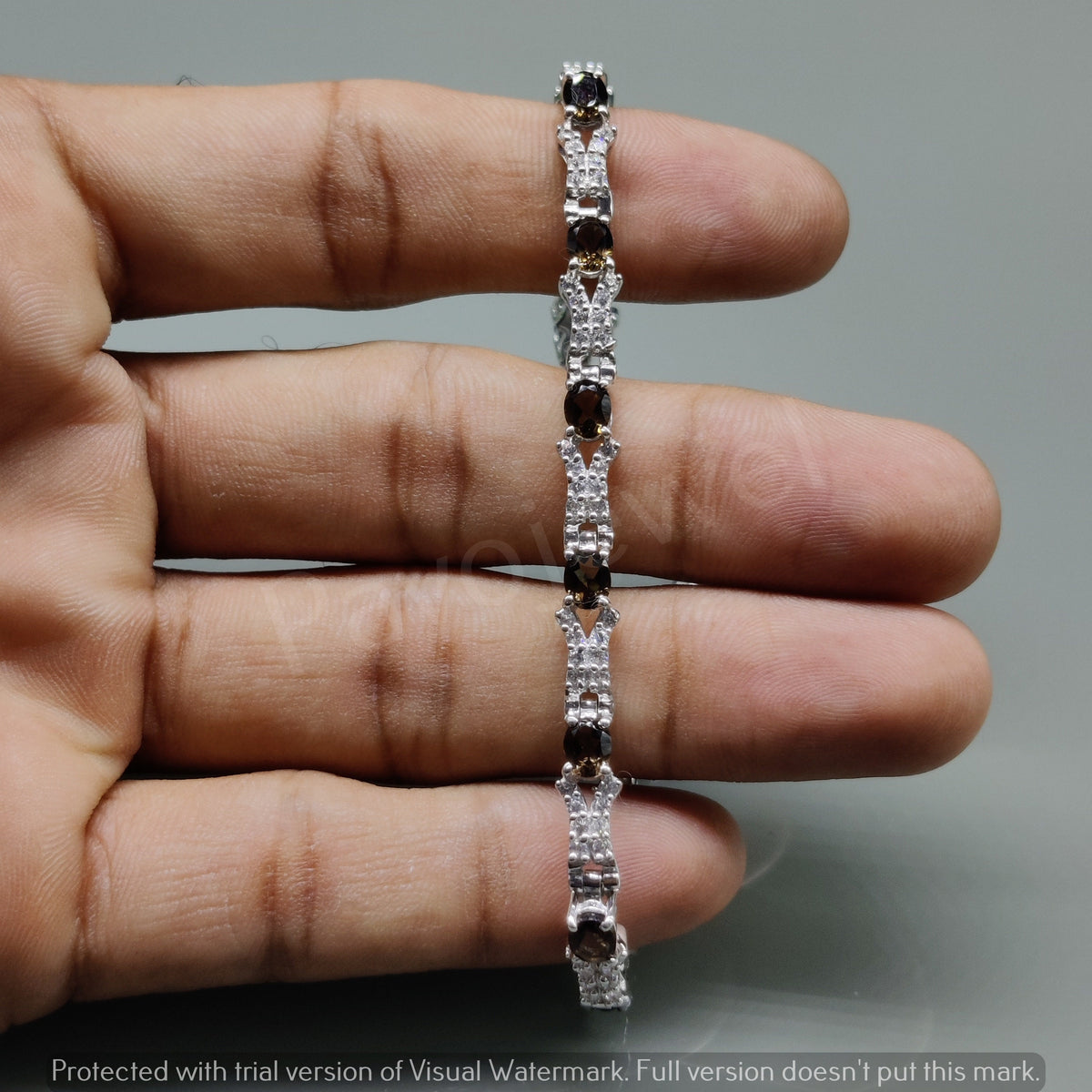 Natural Smoky Quartz Bracelet, Sterling Silver Tennis Bracelet For Christmas Jewelry