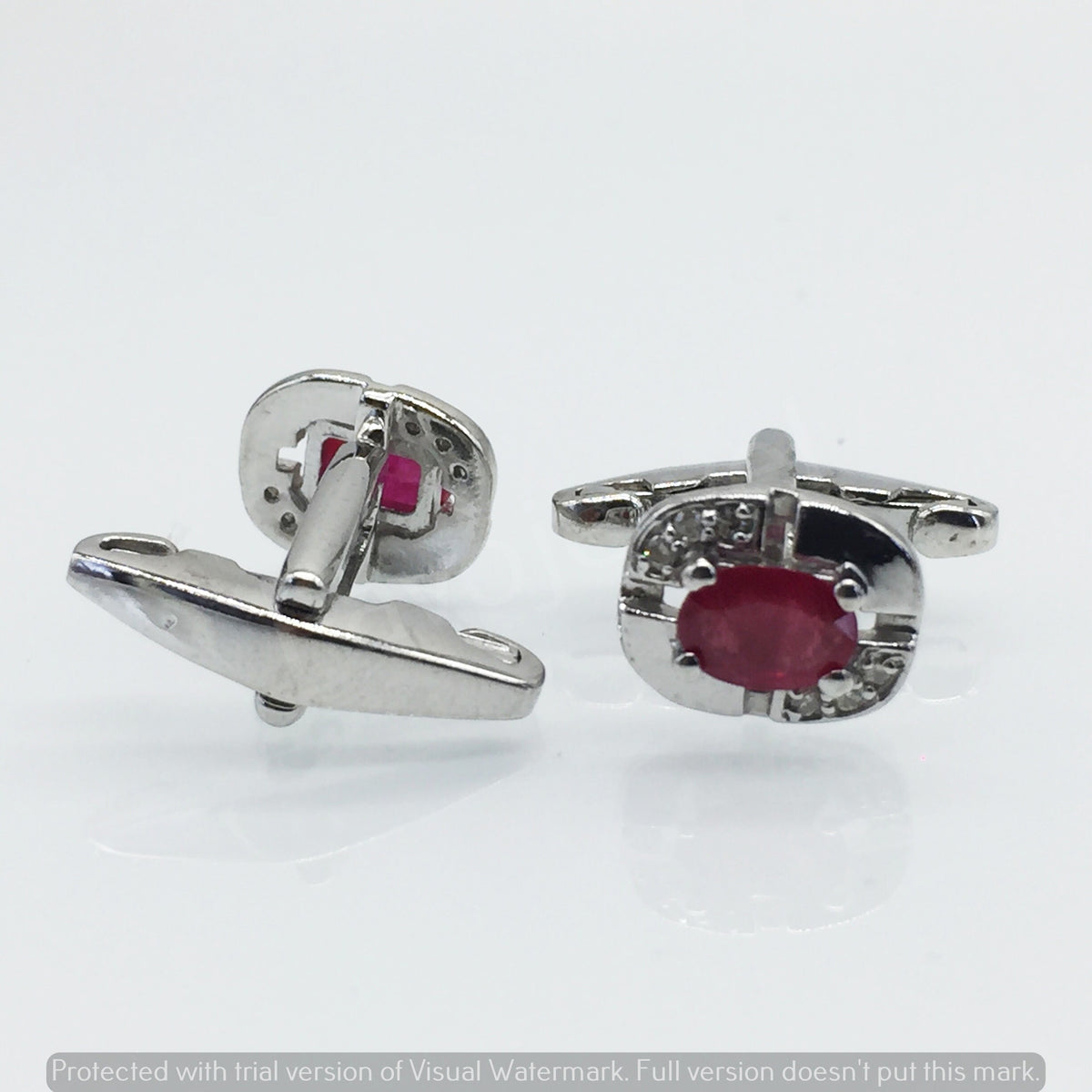 Oval Ruby Cufflinks, 925 Sterling Silver Mens Jewelry