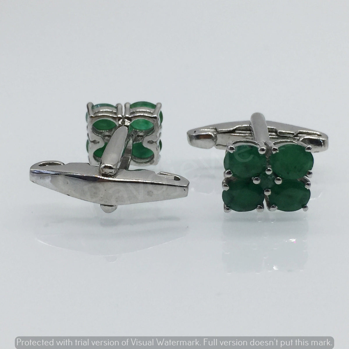 Natural Emerald Cufflinks, 925 Sterling Silver, Gemstone Jewelry