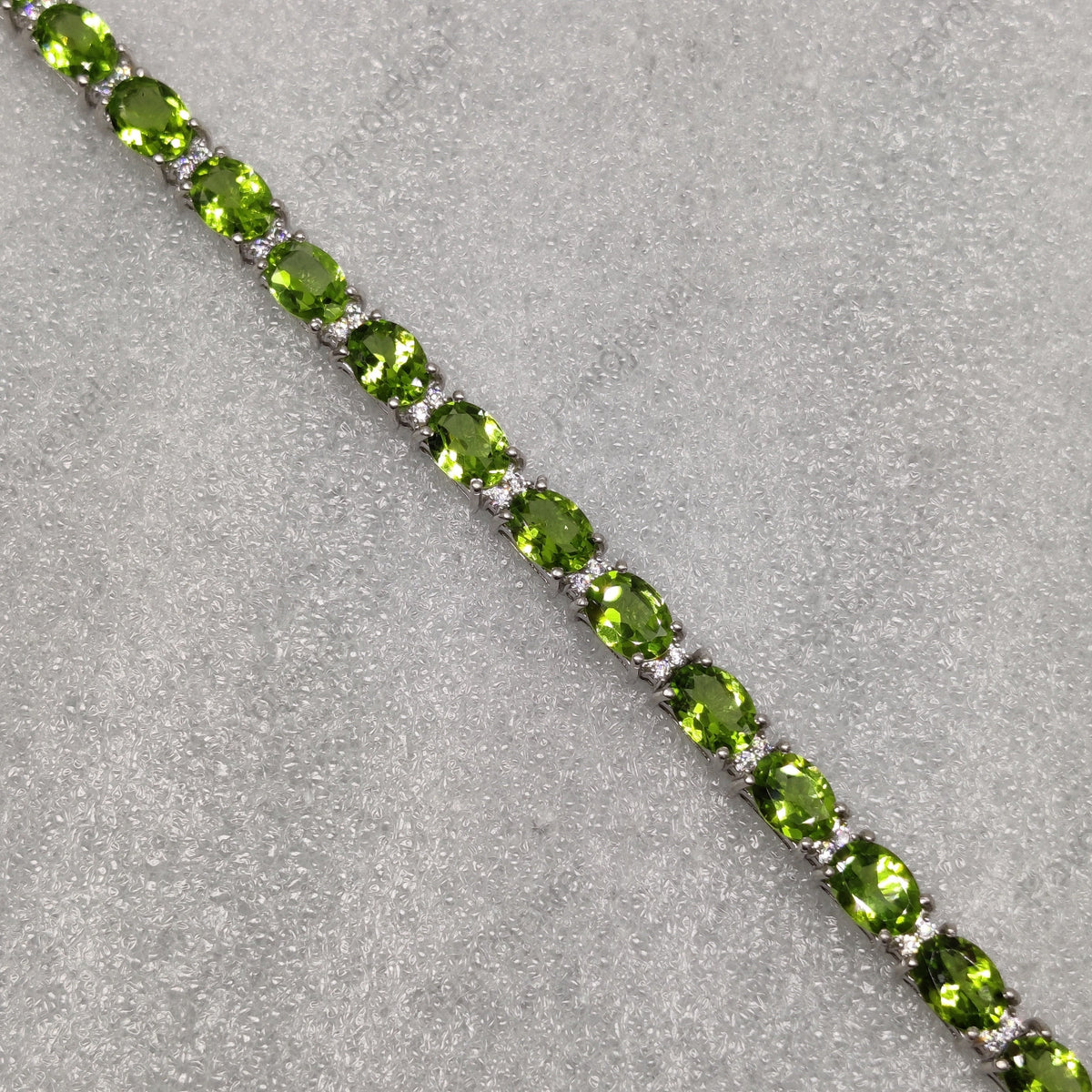 Natural Peridot Oval Faceted Gemstone Bracelet, Sterling Silver, Green Peridot Jewelry