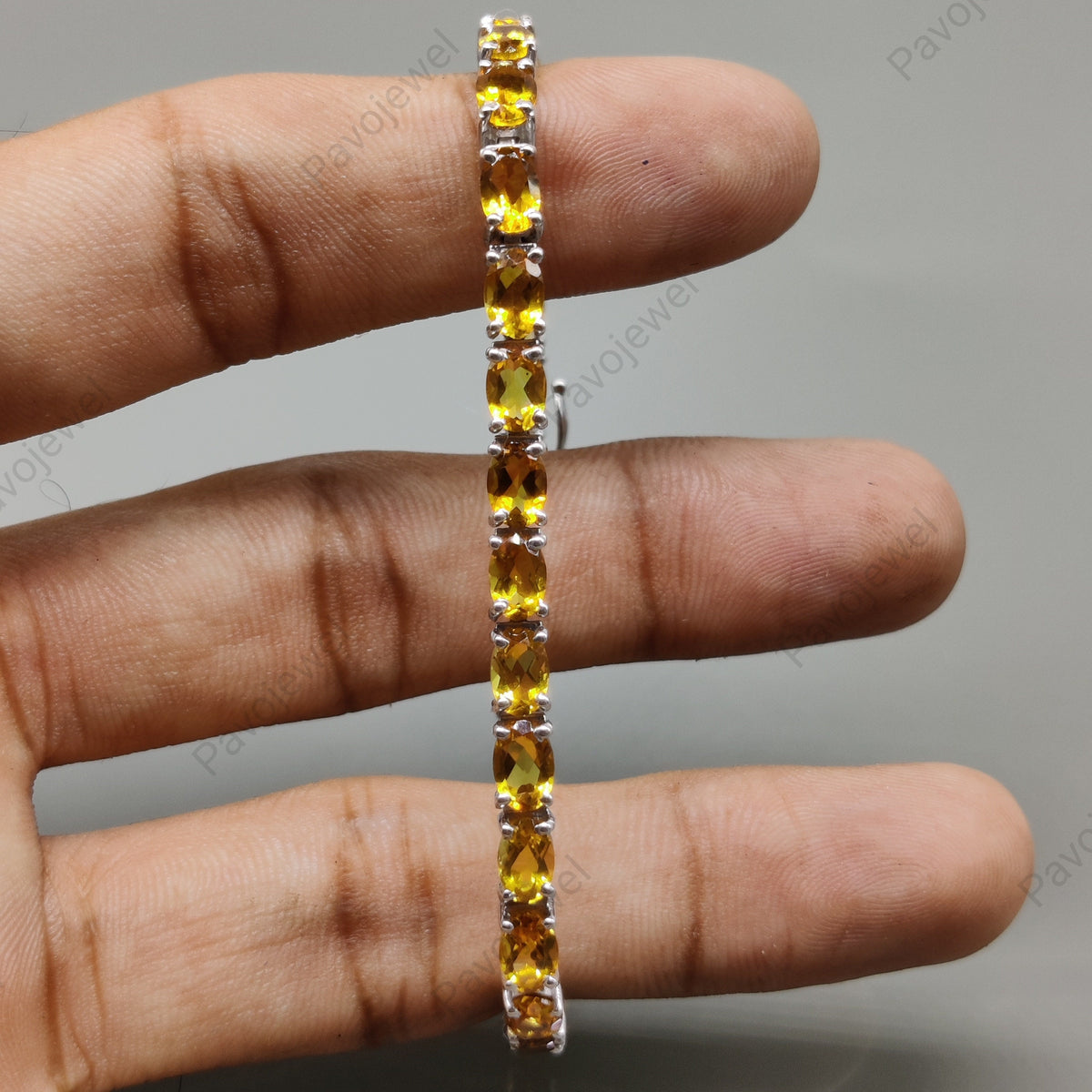 Natural Citrine Tennis Bracelet, 925 Silver Citrine Jewelry