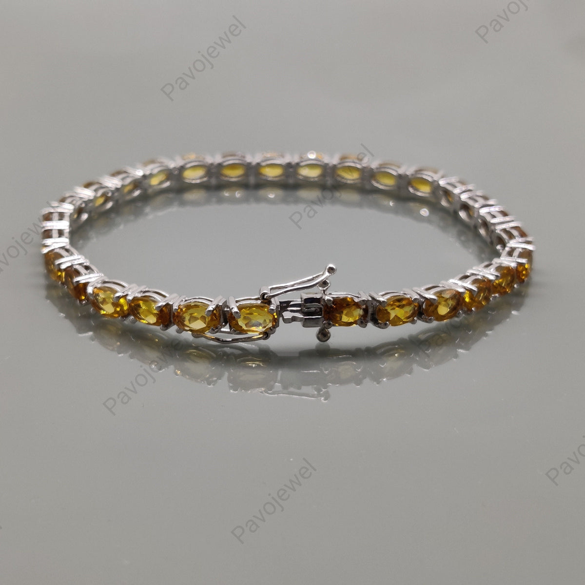 Natural Citrine Tennis Bracelet, 925 Silver Citrine Jewelry
