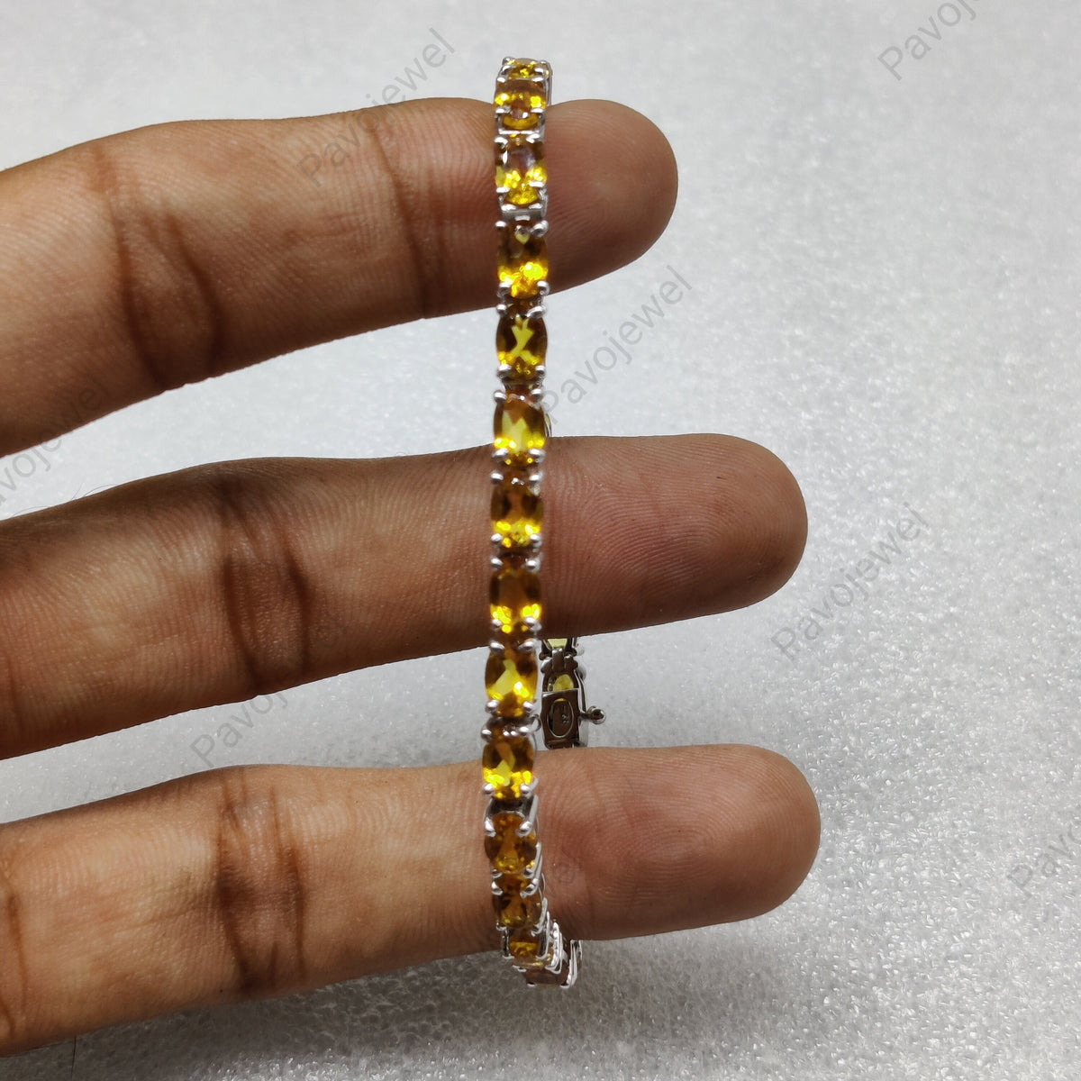Natural Citrine Tennis Bracelet, 925 Silver Citrine Jewelry