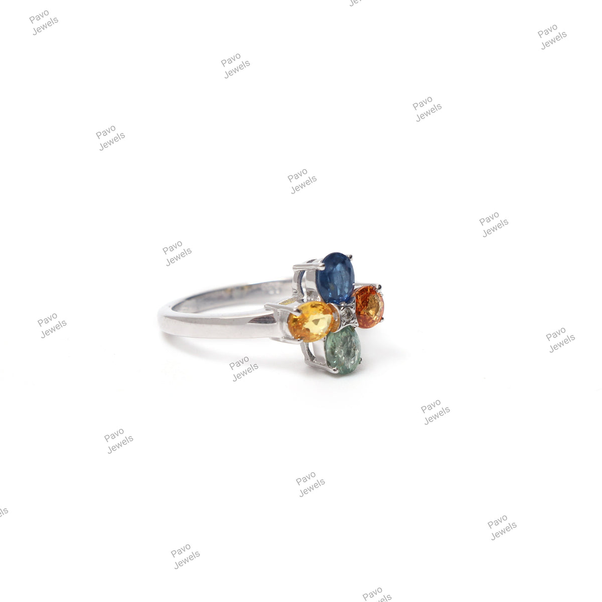 Natural Multi Sapphire Sterling Silver Handmade Ring Christmas Gifts