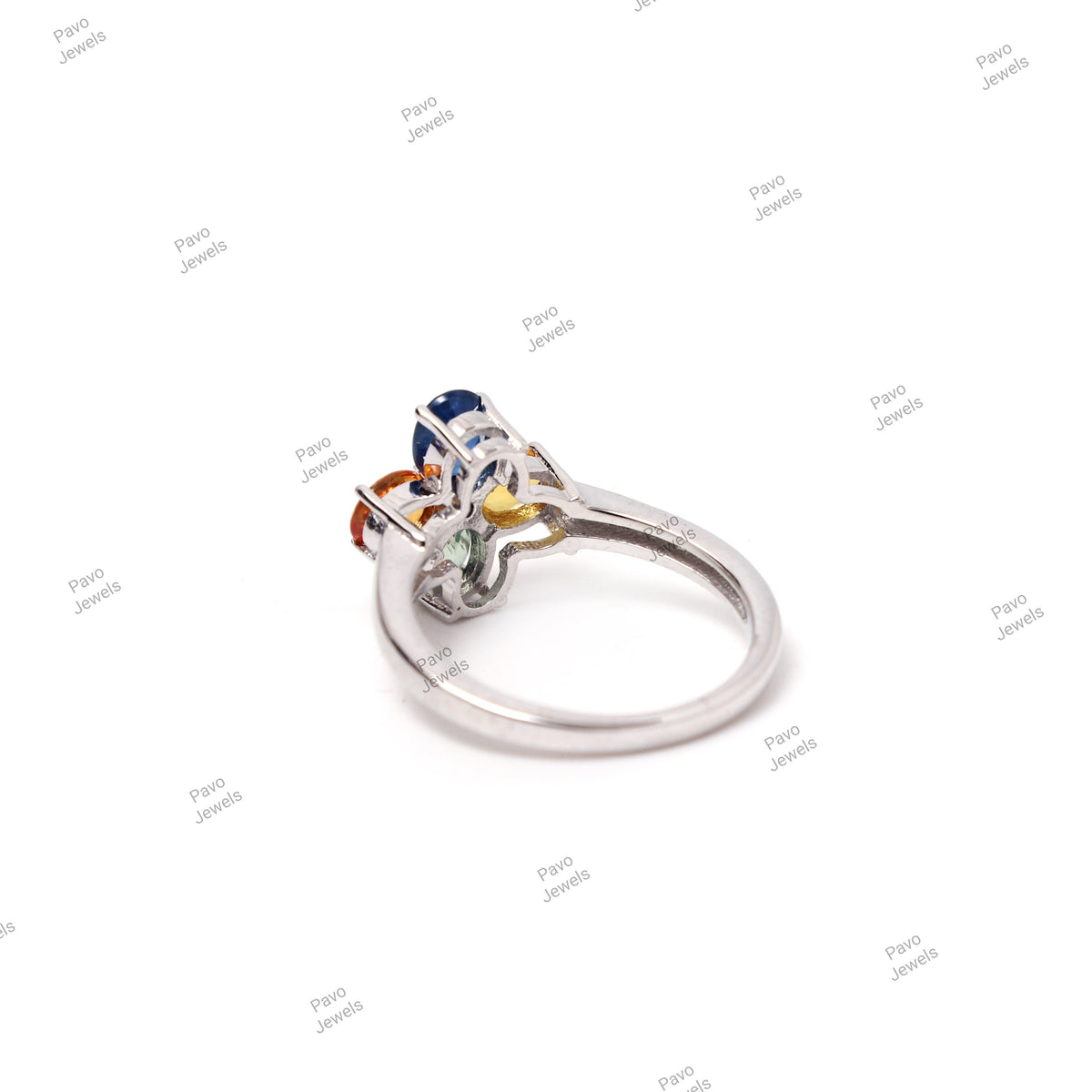Natural Multi Sapphire Sterling Silver Handmade Ring Christmas Gifts