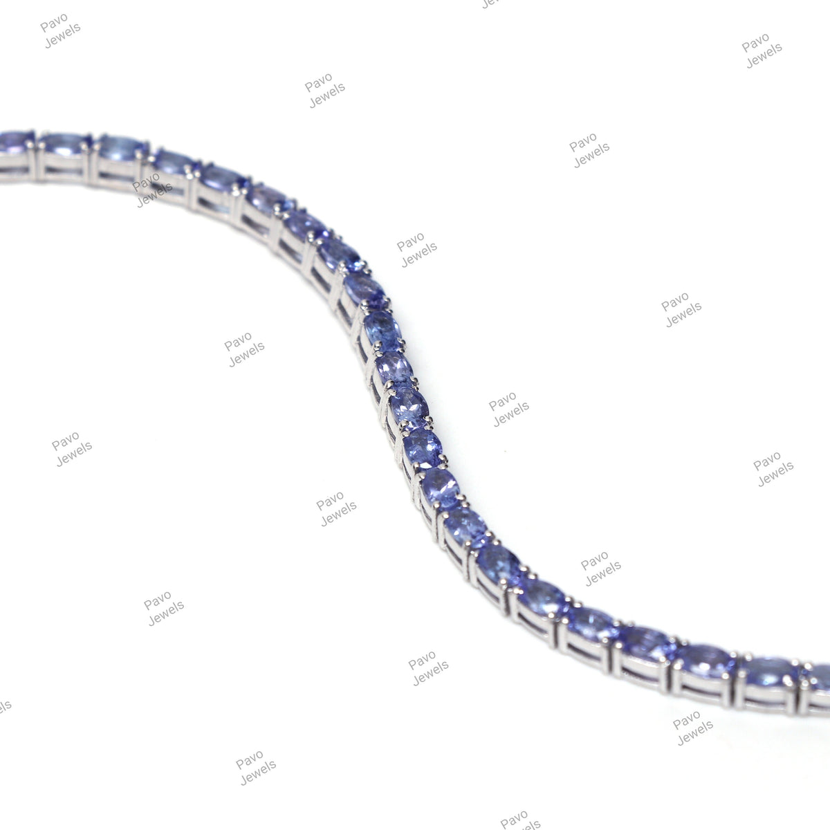 Natural Tanzanite Oval Faceted Gemstone Tennis Bracelet, 925 Sterling Silver