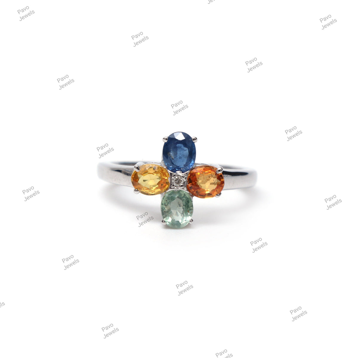 Natural Multi Sapphire Sterling Silver Handmade Ring Christmas Gifts