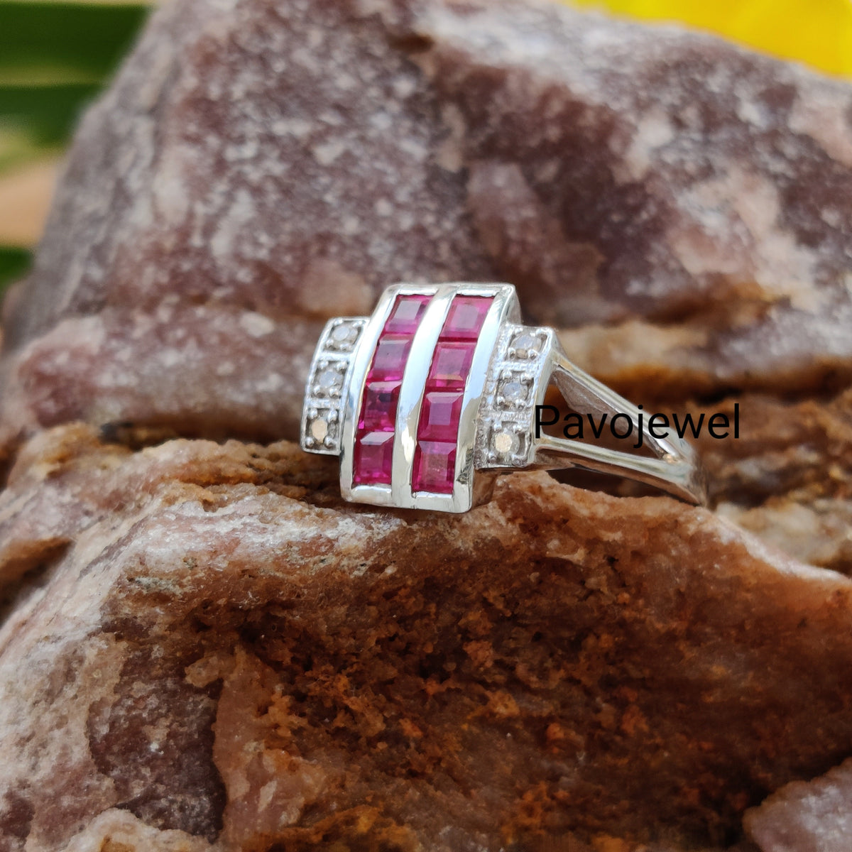 Ruby Ring: Sterling Silver & Diamond Accent, Christmas Jewelry