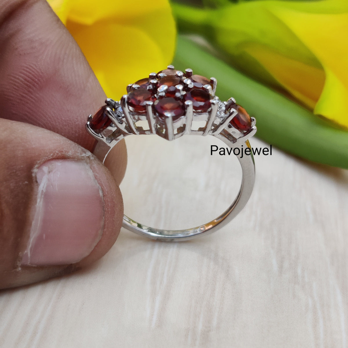 Natural Garnet Ring: 925 Sterling Silver Birthstone Jewelry Christmas Gifts For Her