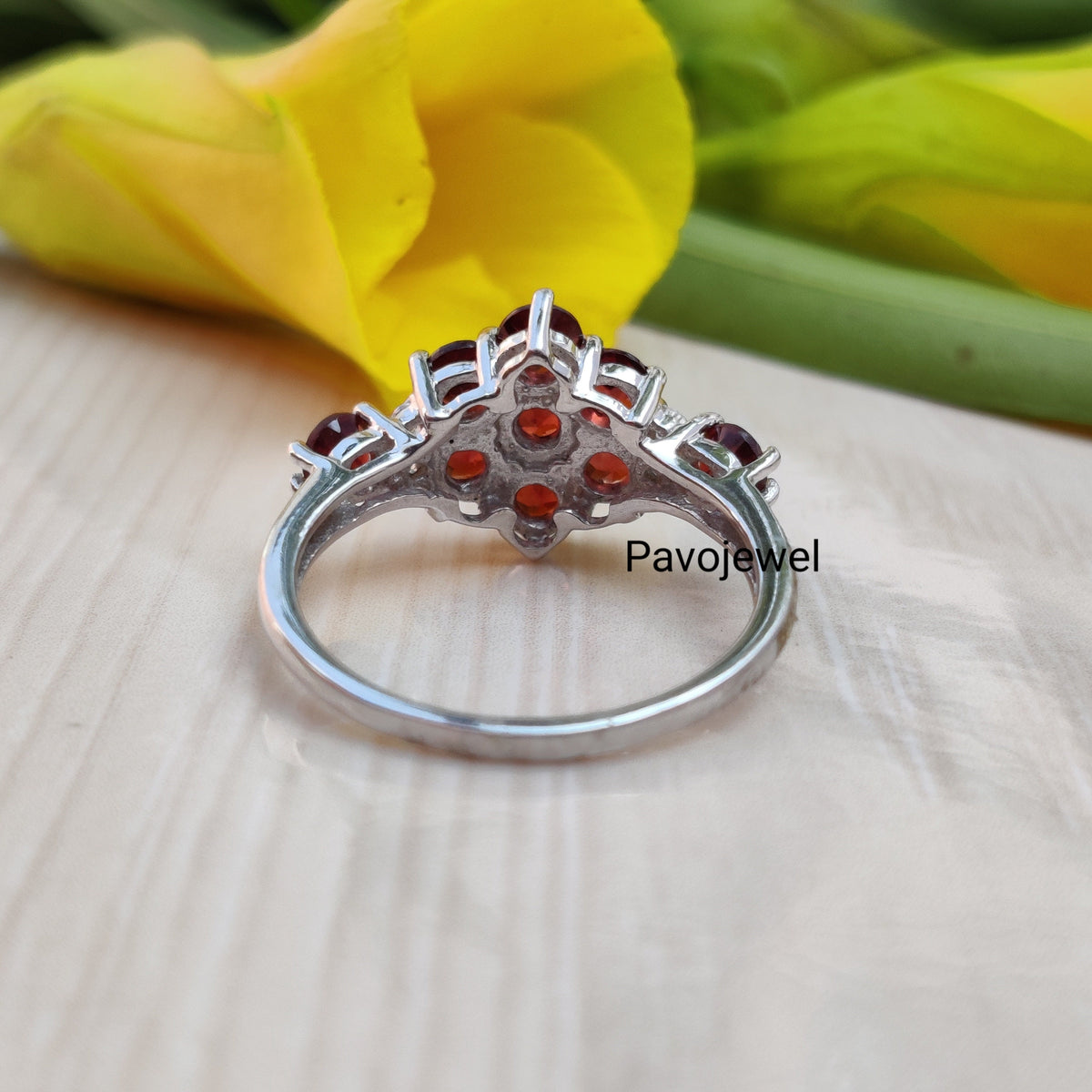 Natural Garnet Ring: 925 Sterling Silver Birthstone Jewelry Christmas Gifts For Her