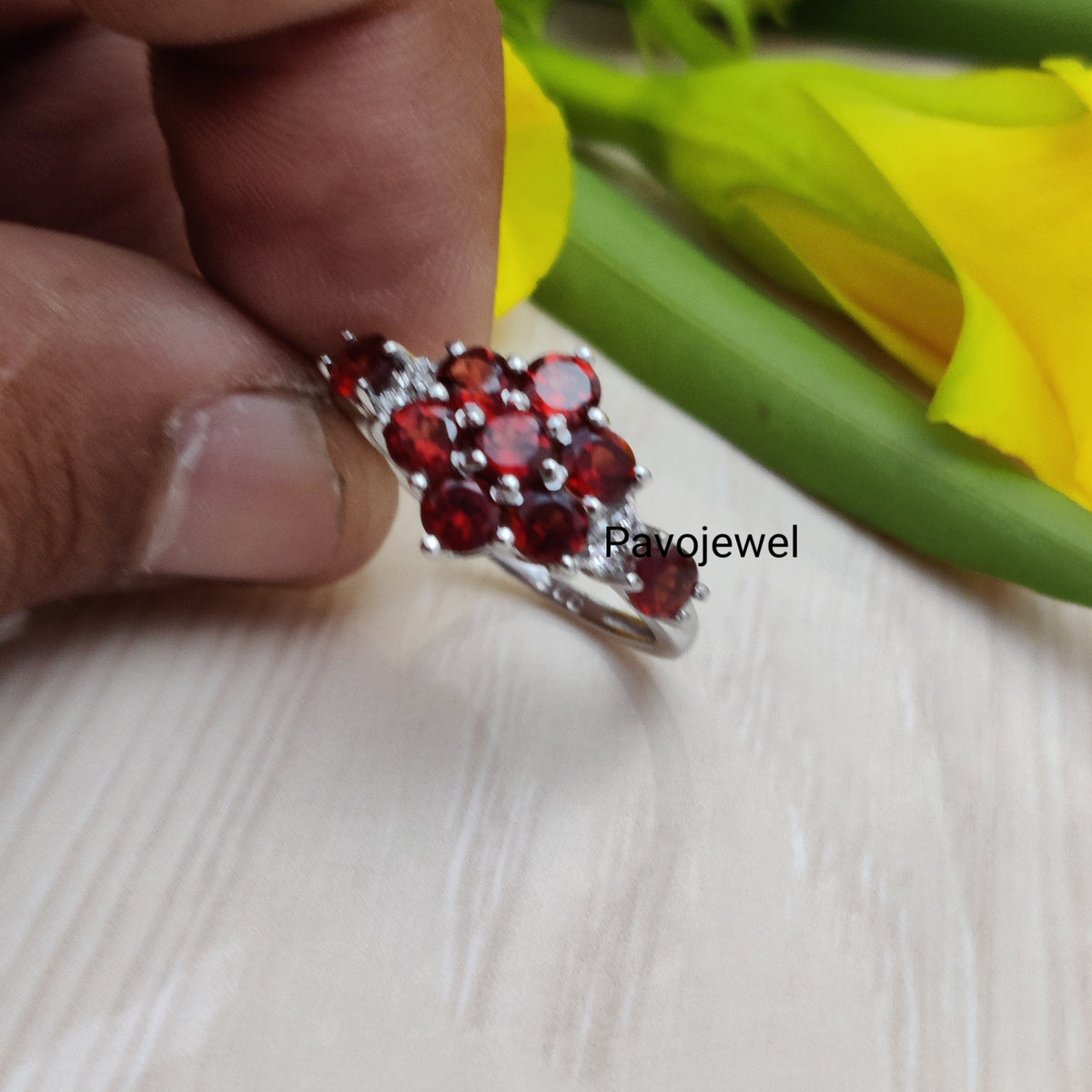 Natural Garnet Ring: 925 Sterling Silver Birthstone Jewelry Christmas Gifts For Her