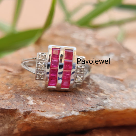 Ruby Ring: Sterling Silver & Diamond Accent, Christmas Jewelry