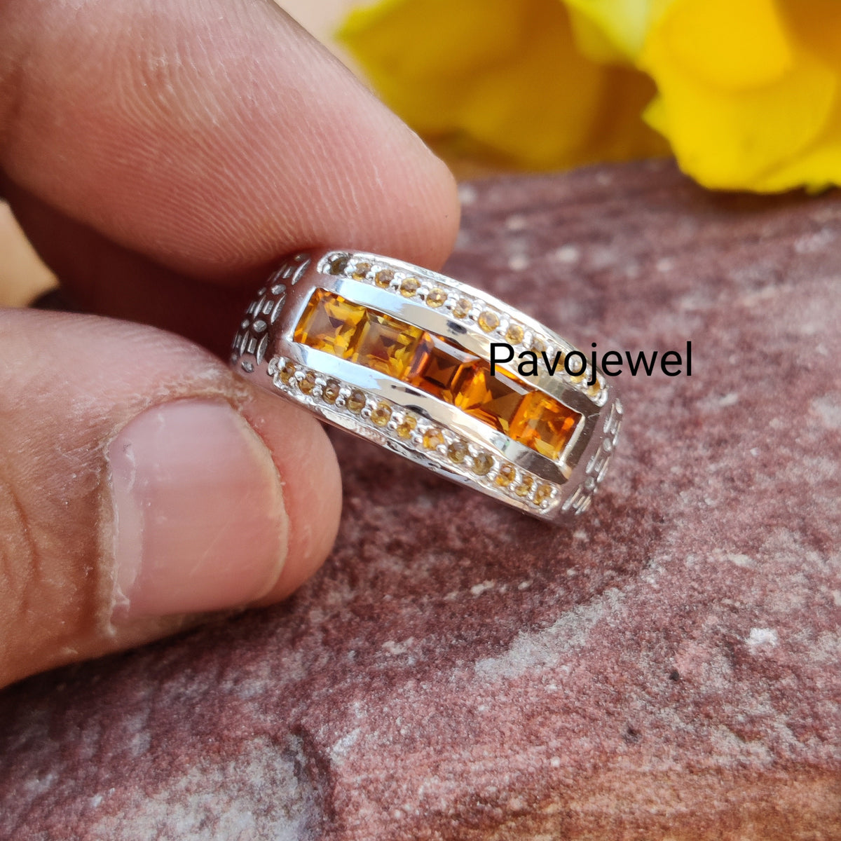 Amethyst, Garnet, Citrine, Multi Stone Eternity Band: 925 Sterling Ring Christmas Gift