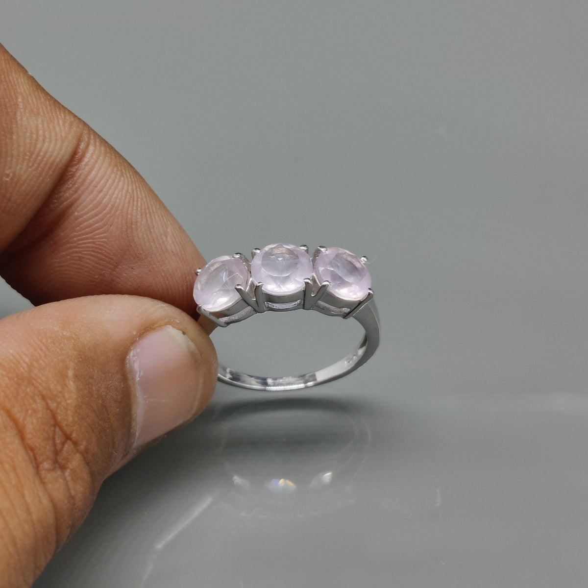 Natural Rose Quartz Ring, Sterling Silver, Handmade Jewelry, Christmas Gifts