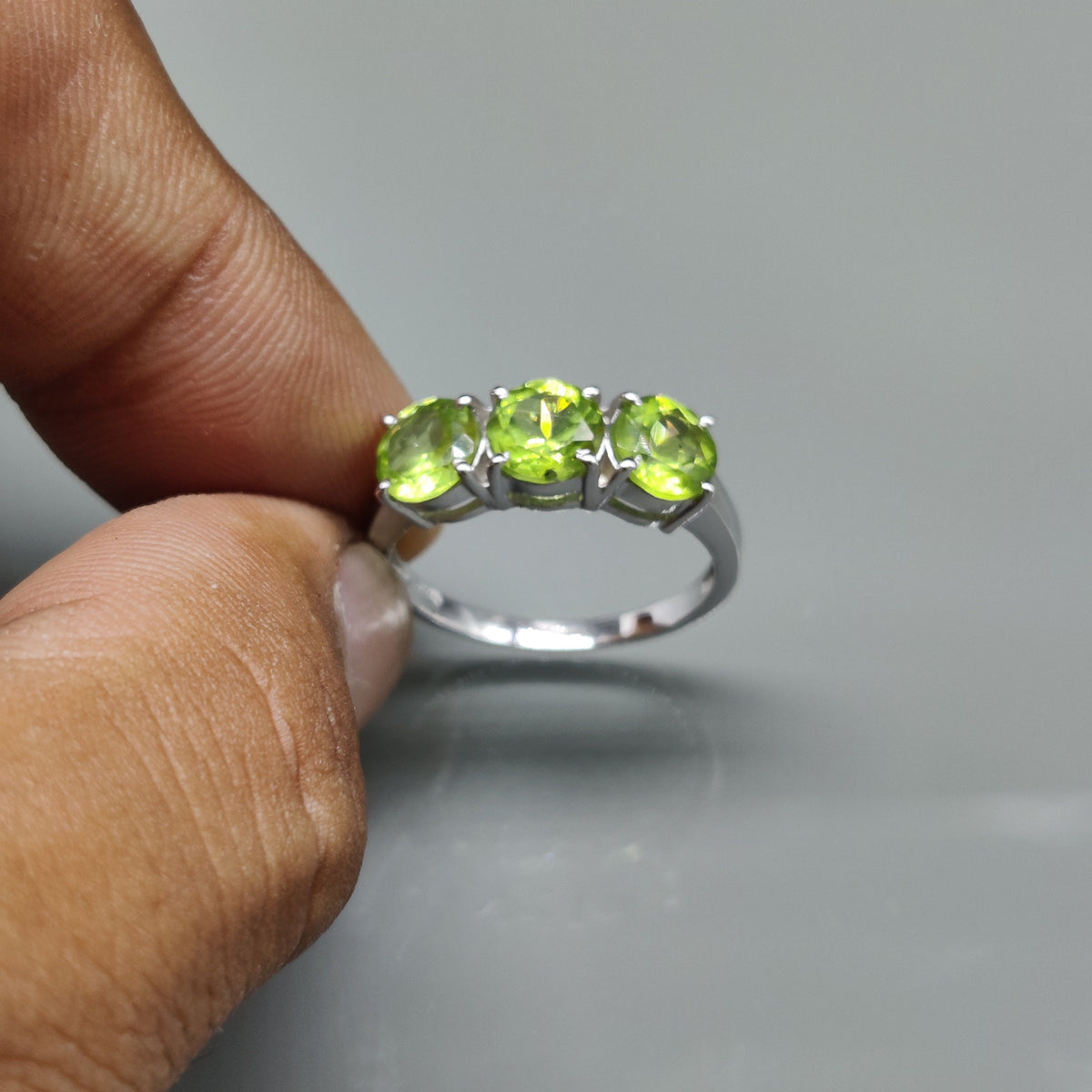 Natural Peridot Ring, 925 Sterling Silver, Vintage Style, Statement Rings