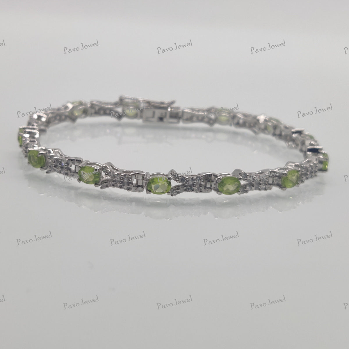 Peridot Tennis Bracelet, 925 Silver Gemstone Bracelet Jewelry