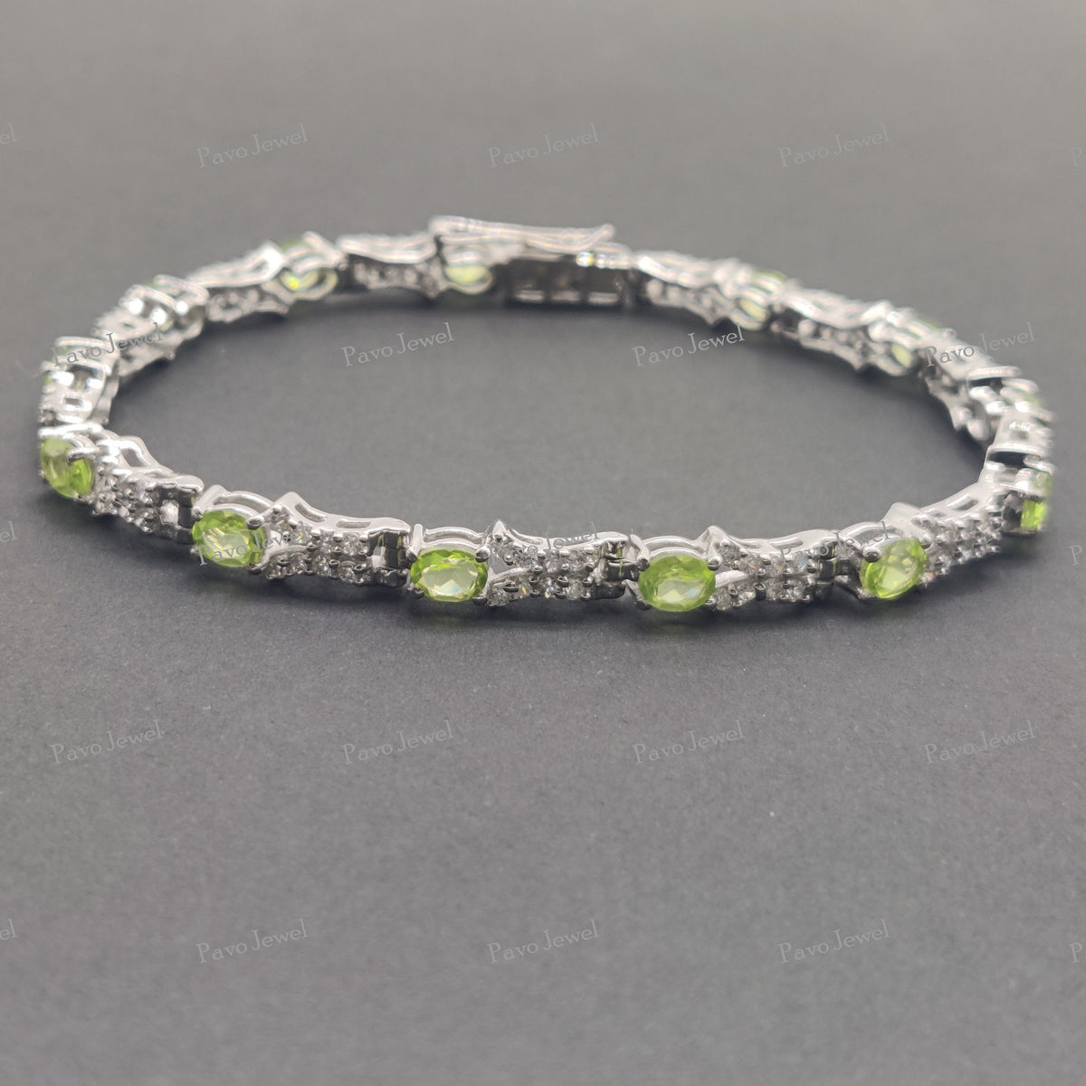 Peridot Tennis Bracelet, 925 Silver Gemstone Bracelet Jewelry