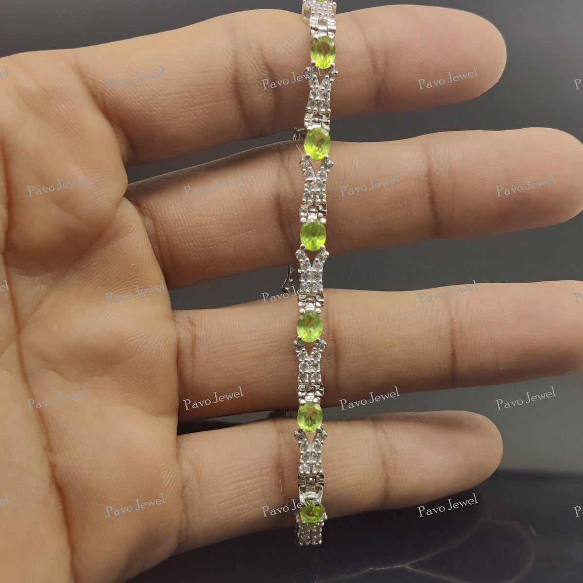 Peridot Tennis Bracelet, 925 Silver Gemstone Bracelet Jewelry