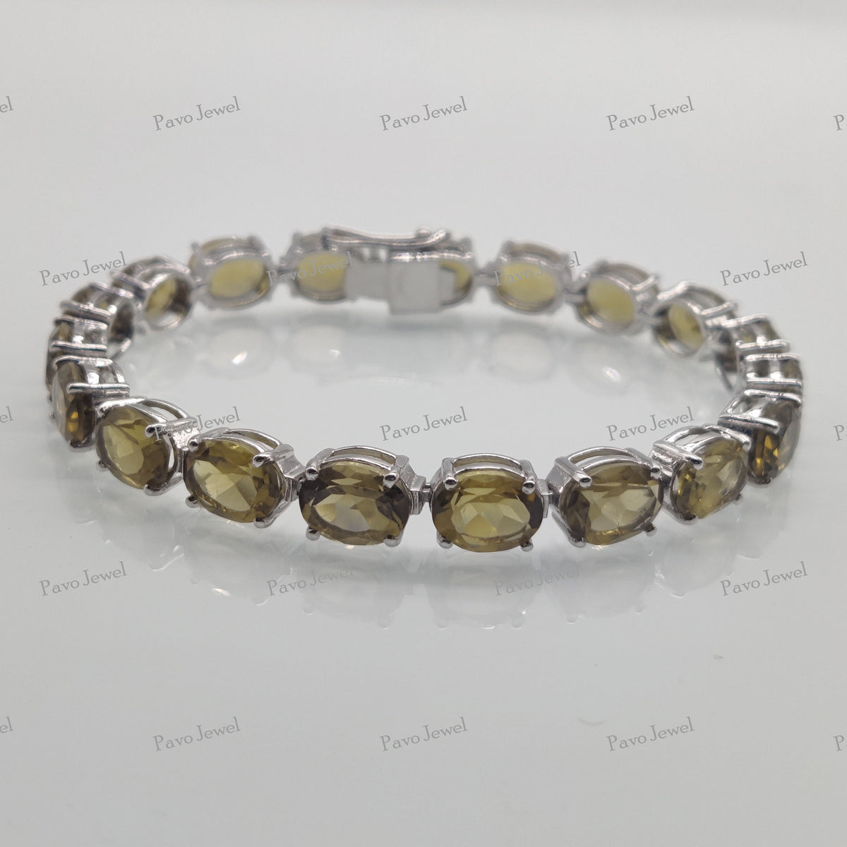 Natural Bear Quartz Gemstone Tennis Bracelet, Handmade Sterling Silver 925