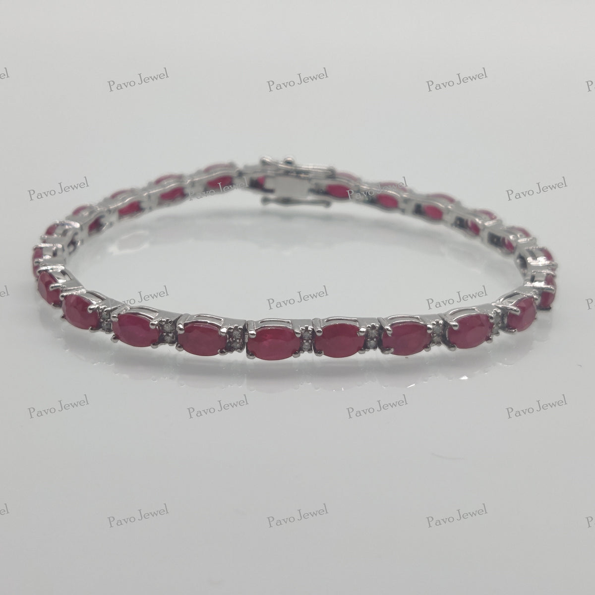 Genuine Ruby Bracelet Sterling Silver Anniversary Gift, Bridal Jewelry, Birthstone