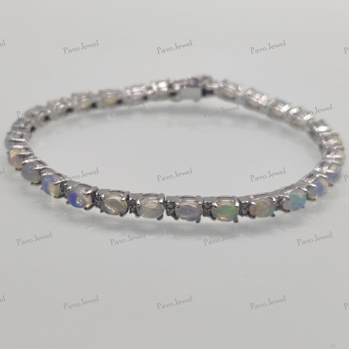 Ethiopian Opal Bracelet Handmade Natural Opal Gemstone Jewelry Gift for Women