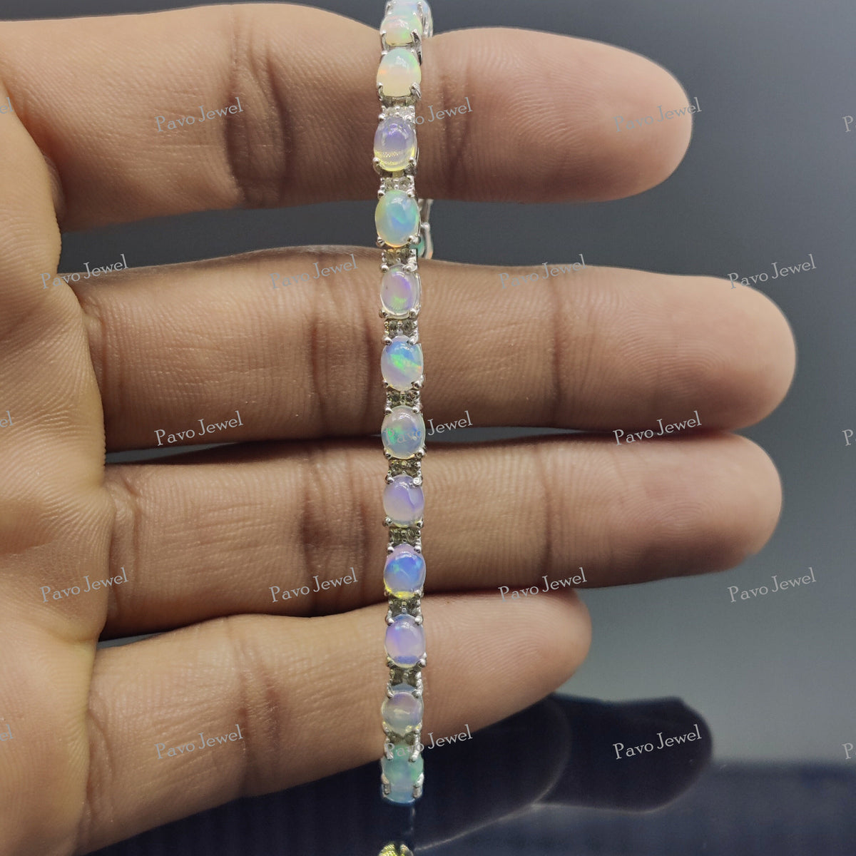 Ethiopian Opal Bracelet Handmade Natural Opal Gemstone Jewelry Gift for Women