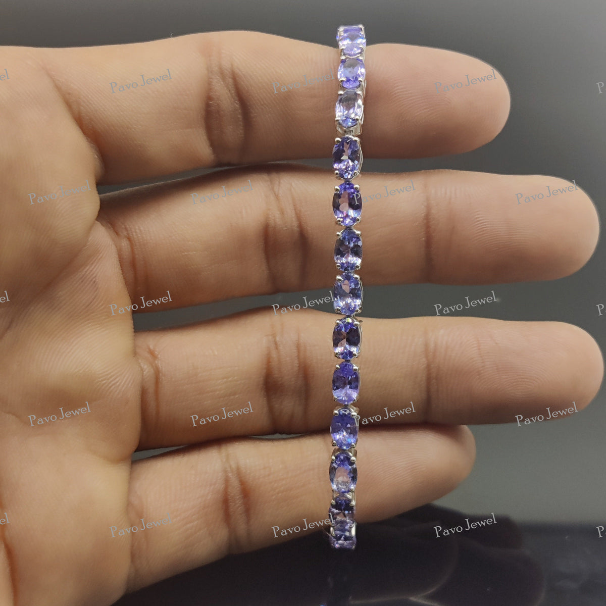 Natural Tanzanite Gemstone Tennis Bracelet, Bracelet Sterling silver Handmade Jewelry