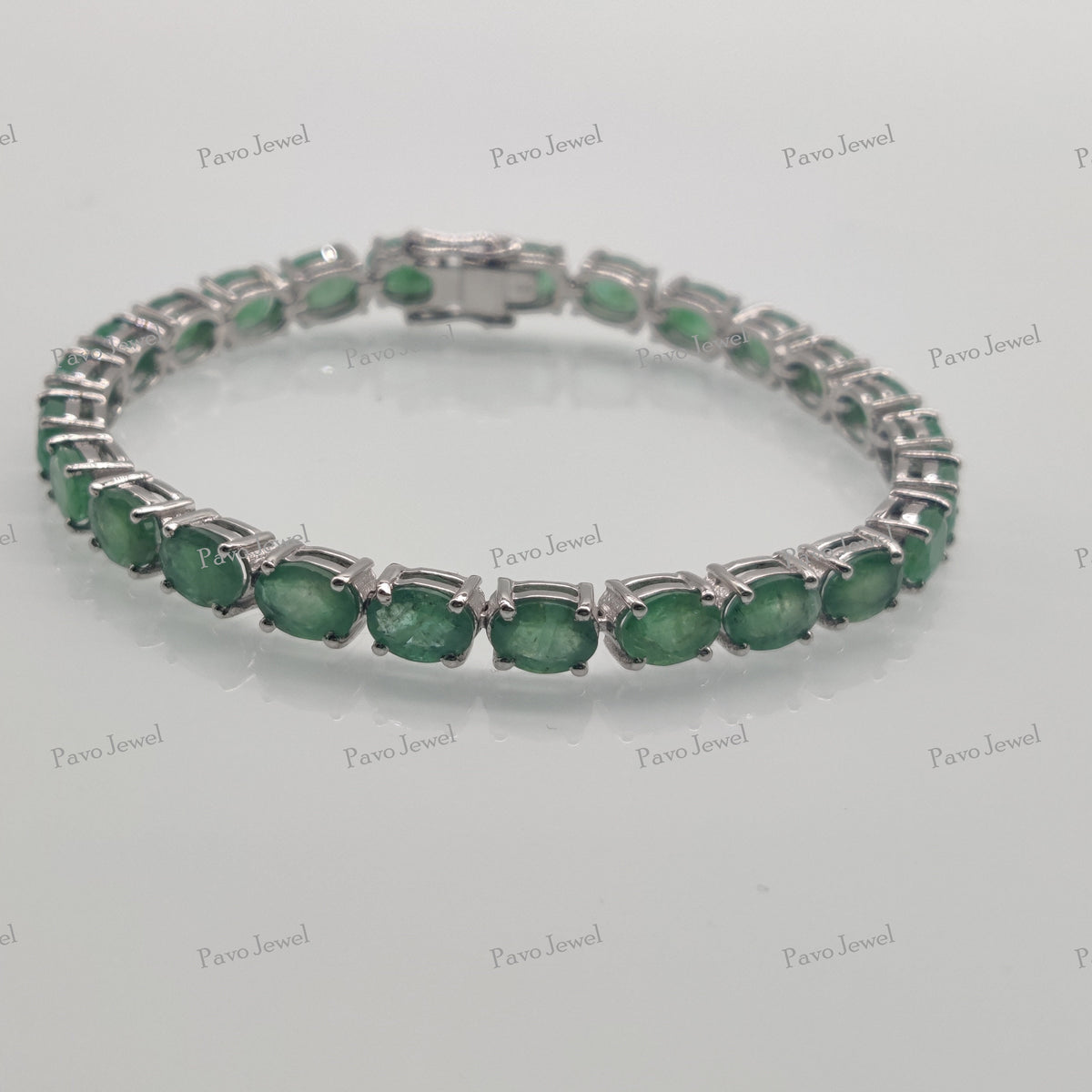 Emerald Tennis Bracelet, 925 Sterling Silver Stacking Jewelry, Christmas Gifts