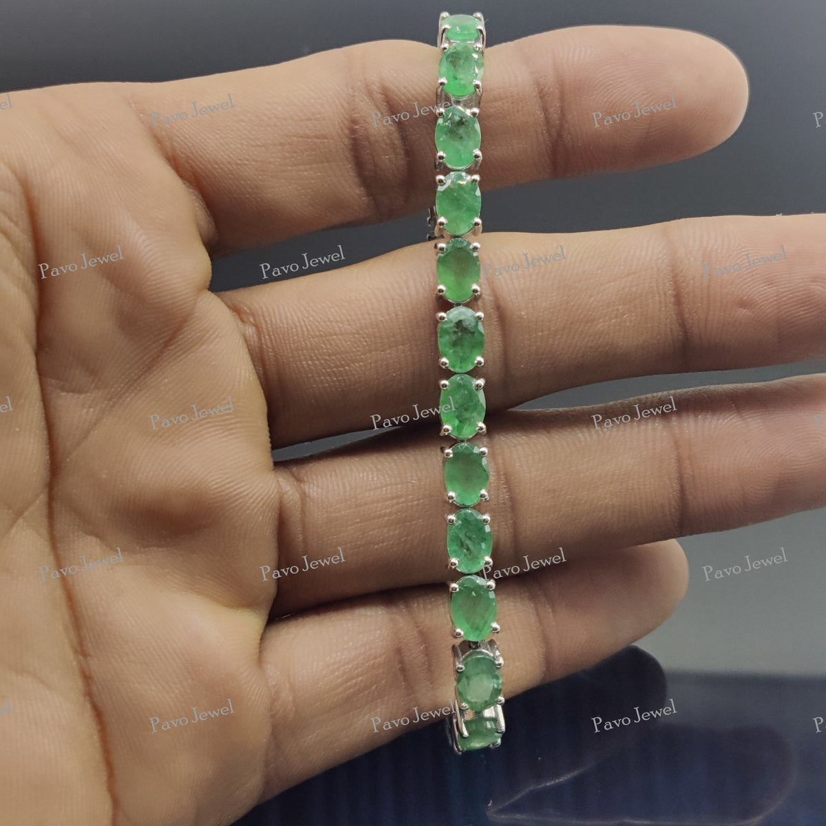 Emerald Tennis Bracelet, 925 Sterling Silver Stacking Jewelry, Christmas Gifts