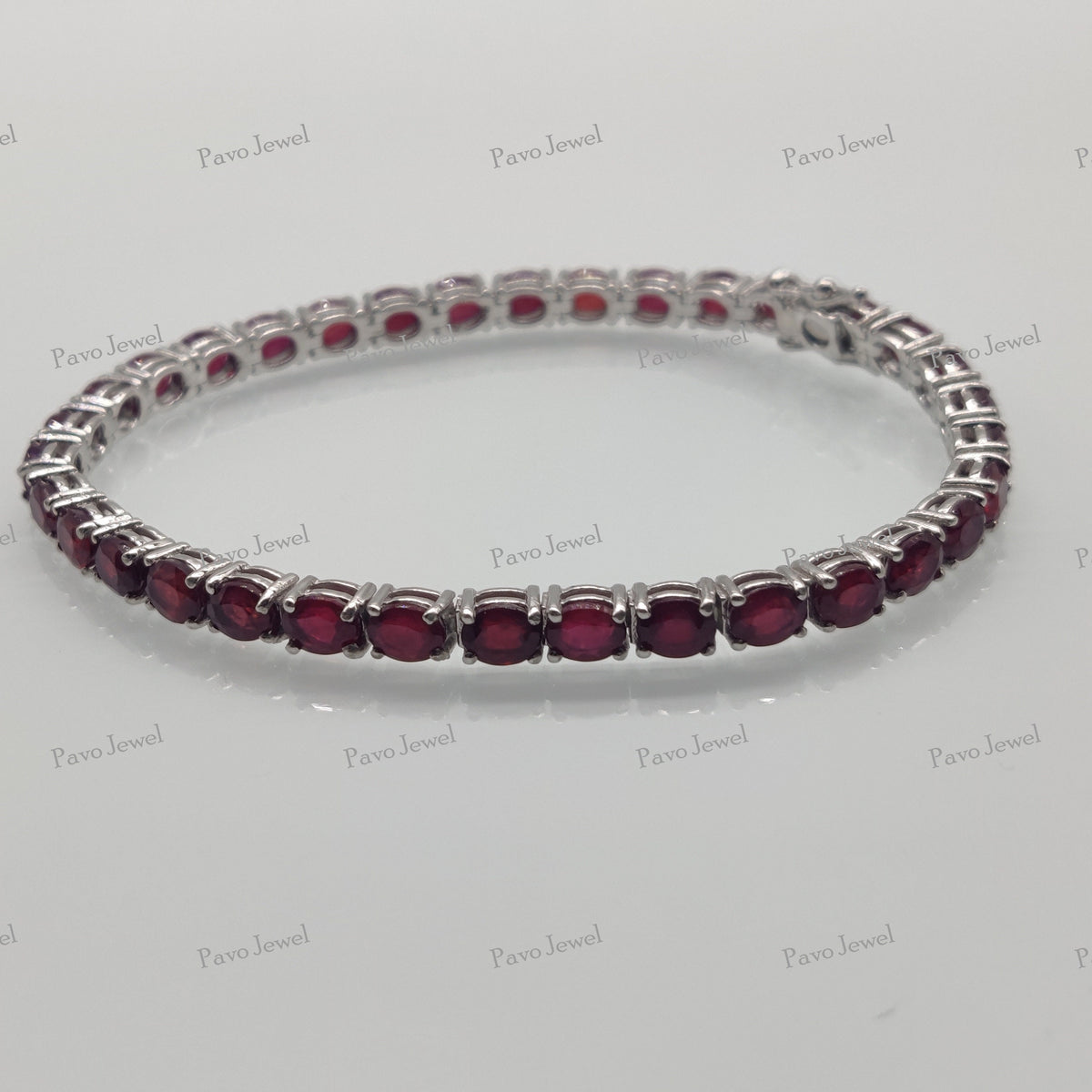 Ruby Tennis Bracelet, Ruby Gemstone Jewelry, Sterling Silver, Handmade Oval Cut, Charm Bracelets