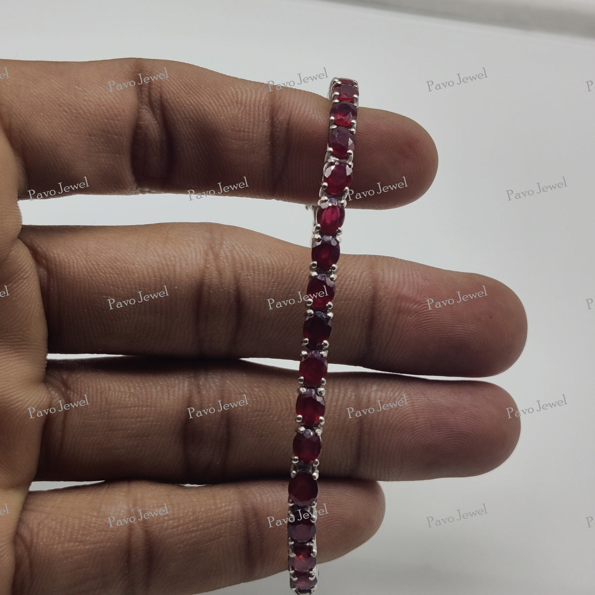 Ruby Tennis Bracelet, Ruby Gemstone Jewelry, Sterling Silver, Handmade Oval Cut, Charm Bracelets
