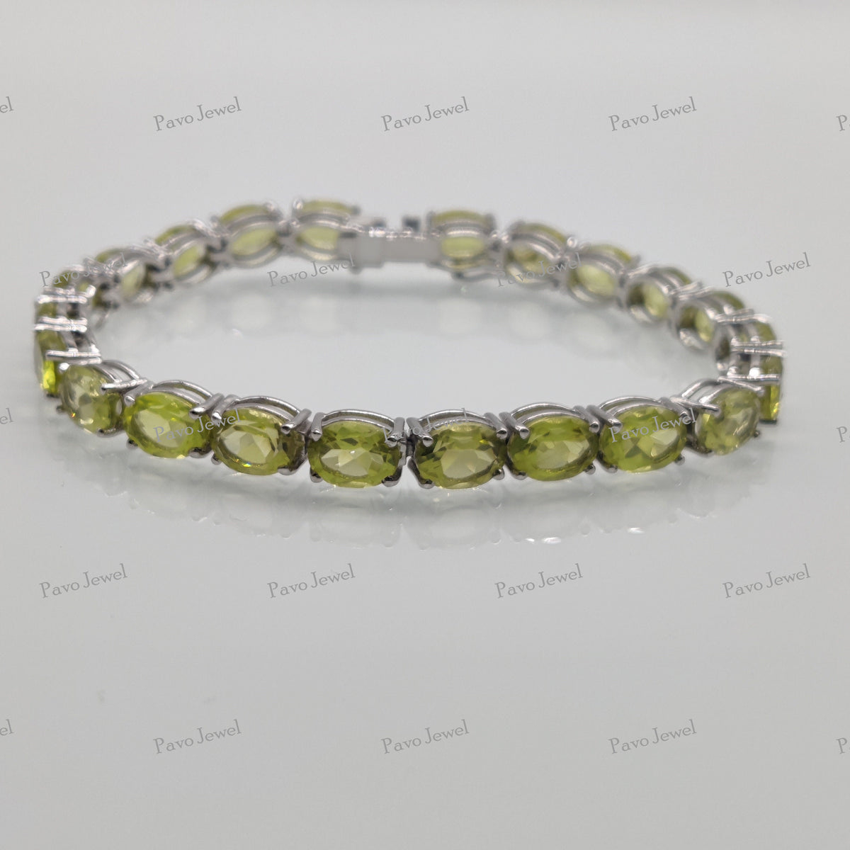 Natural Green Gold Gemstone Bracelet, Sterling Silver, Handmade Oval Cut 6x8 mm Jewelry