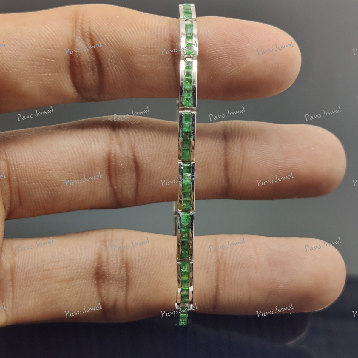Emerald Tennis Bracelet: 925 Sterling Silver, Green Gemstone