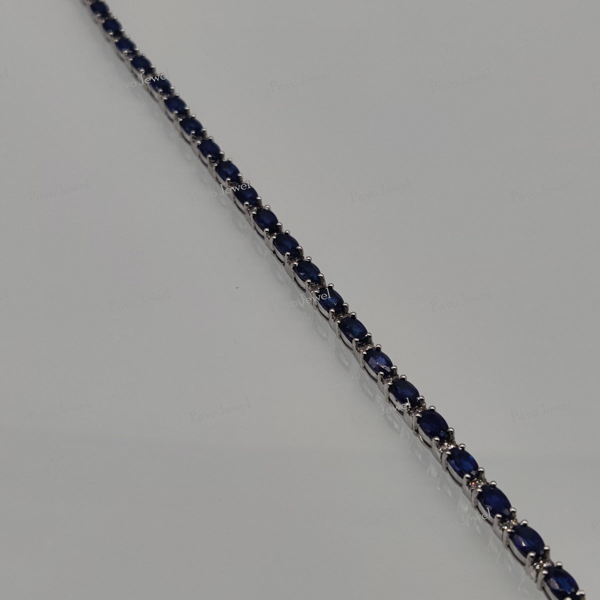 Natural Blue Sapphire Tennis Bracelet, Sterling Silver 3x5 mm Oval Cut Gemstone Jewelry