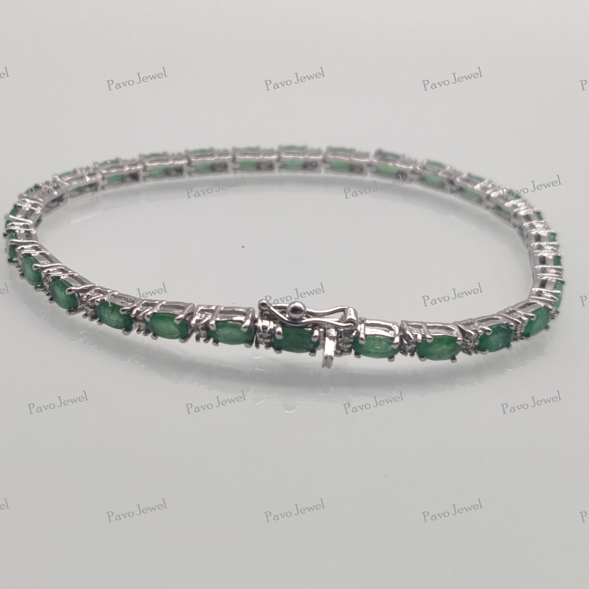 Natural Emerald Gemstone Bracelet for Women, Minimalist Fine Silver Handmade Jewelry