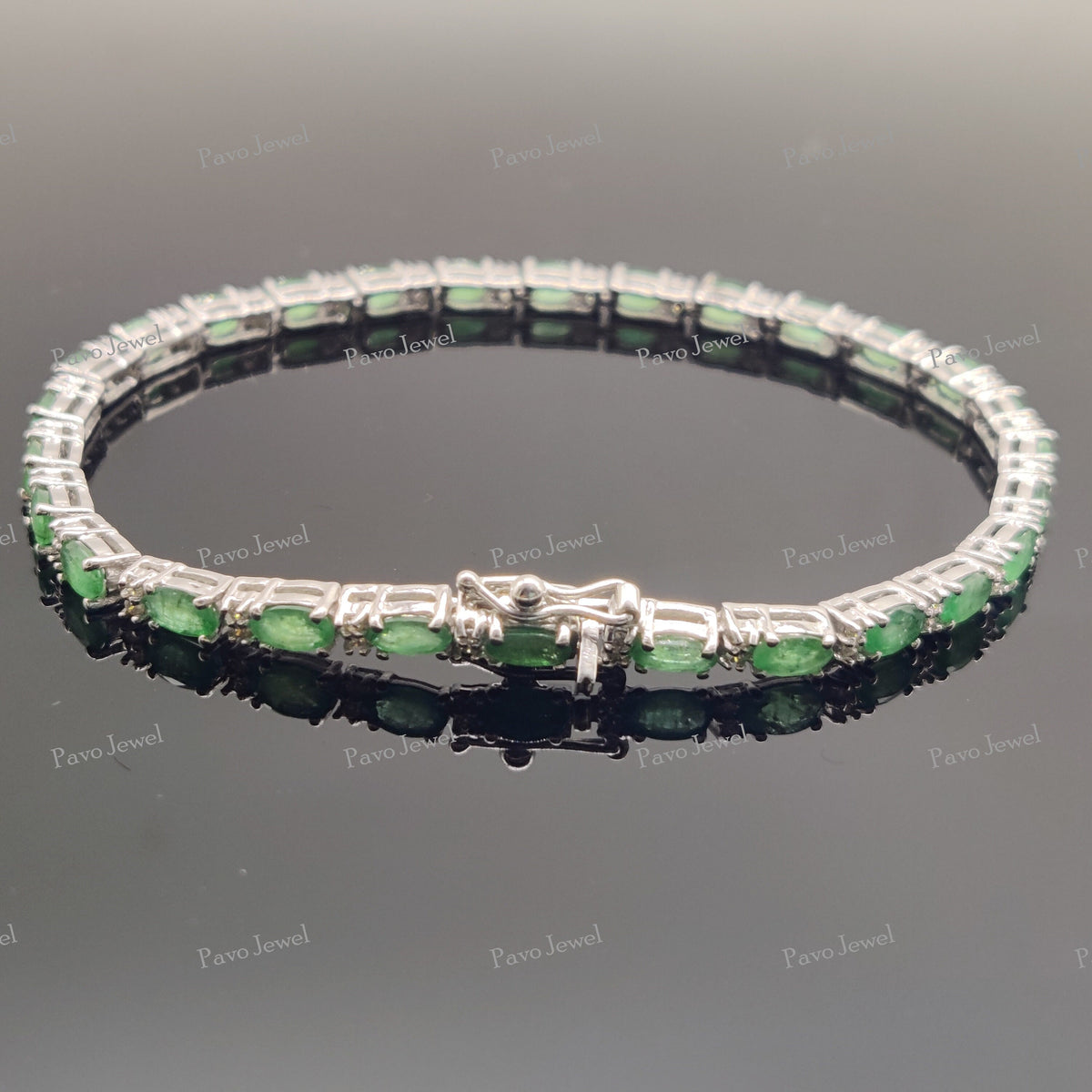 Natural Emerald Gemstone Bracelet for Women, Minimalist Fine Silver Handmade Jewelry