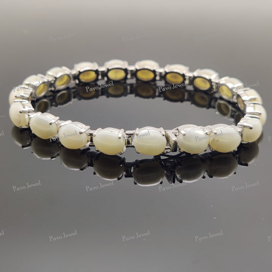 Natural Pearl Tennis Bracelet Sterling Silver June Birthstone Gift for Her