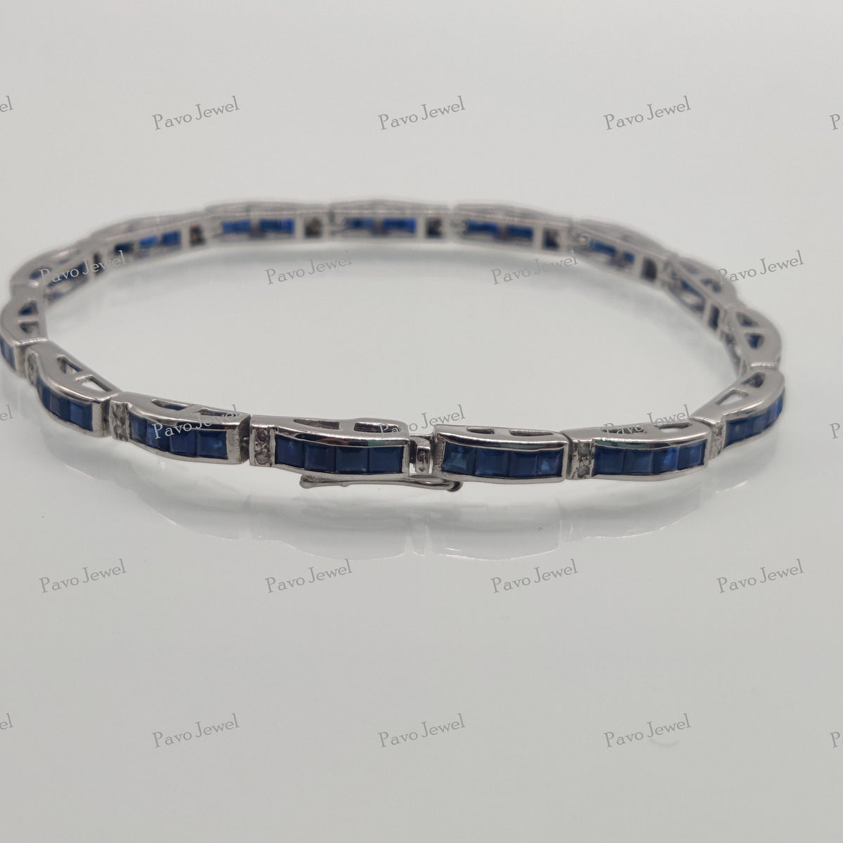 Natural Sapphire Tennis Bracelet, Sterling Silver, Artisan Handmade Gemstone Jewelry