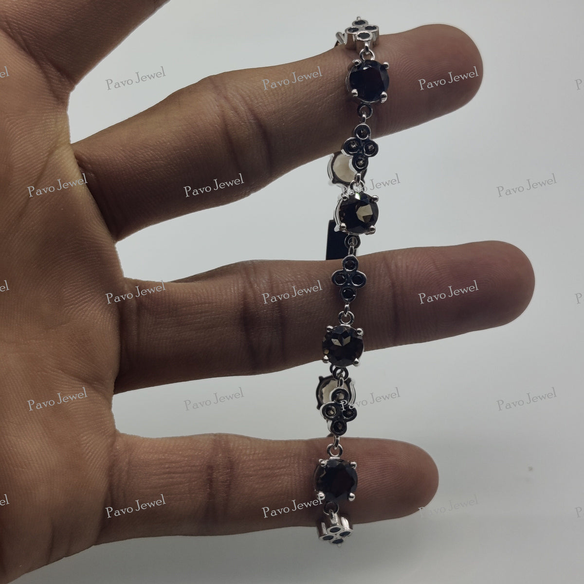 Smoky Quartz Sterling Silver Bracelet Natural Gemstone Jewelry Gift for Women