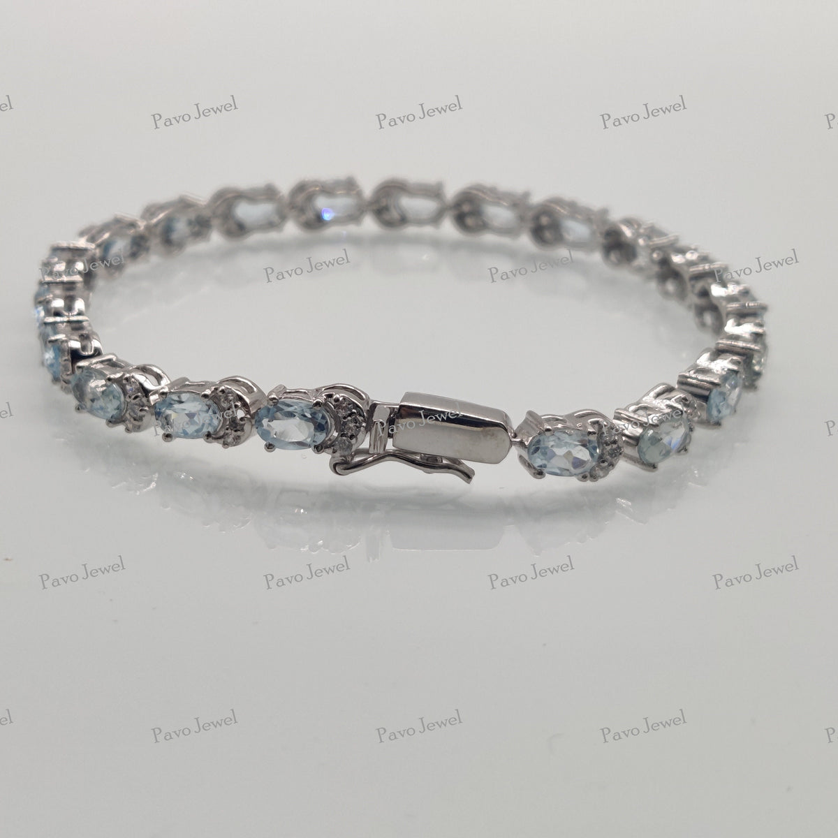 December Birthstone Tennis Bracelet Sky Blue Topaz Gemstone Handmade Jewelry