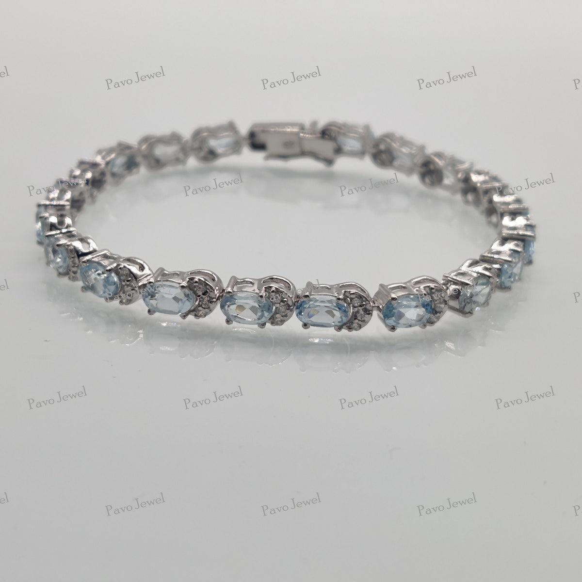 December Birthstone Tennis Bracelet Sky Blue Topaz Gemstone Handmade Jewelry