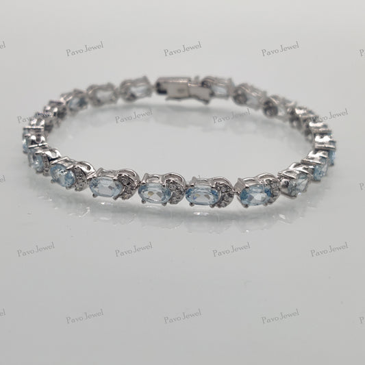 December Birthstone Tennis Bracelet Sky Blue Topaz Gemstone Handmade Jewelry
